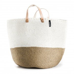 Tote Basket - White and Camel