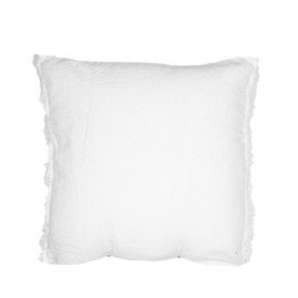 White fringed linen pillowcase