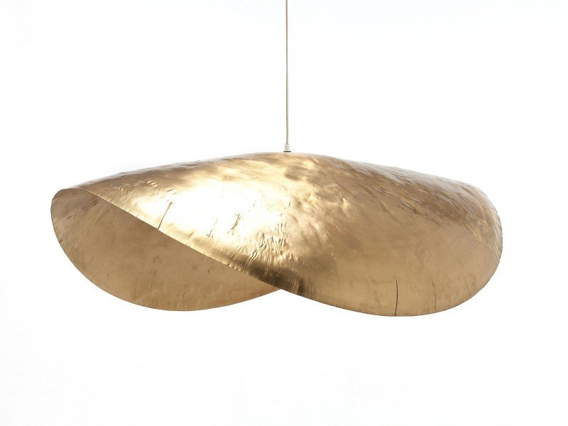 Brass hanging lamp in gold-plated brass