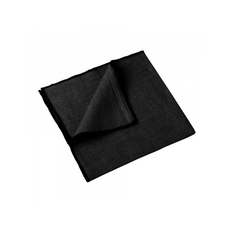 Linen tablecloth & napkins with borders - Black