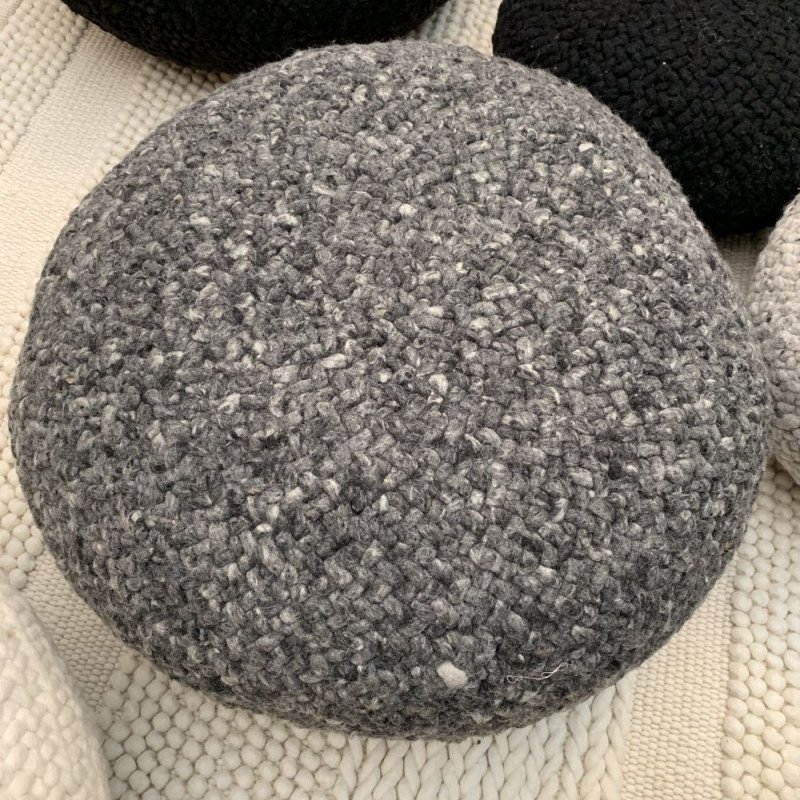 Woolen pebble pouffe S or M - Dark grey