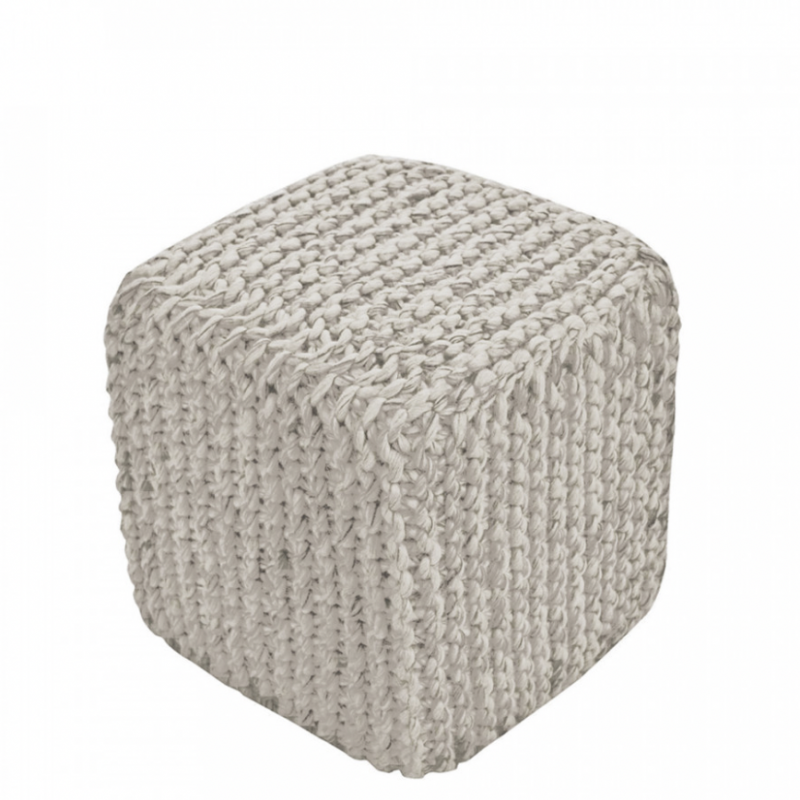 Square wool pouf - Beige - expo model