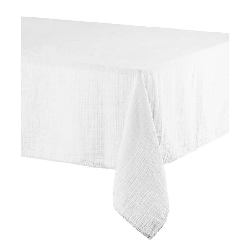 Cotton voile tablecloth & napkins - White