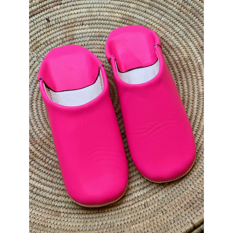 Fluorescent pink slippers