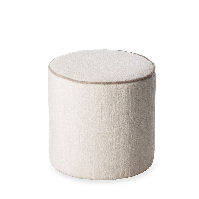 Ecru pouffe with taupe border