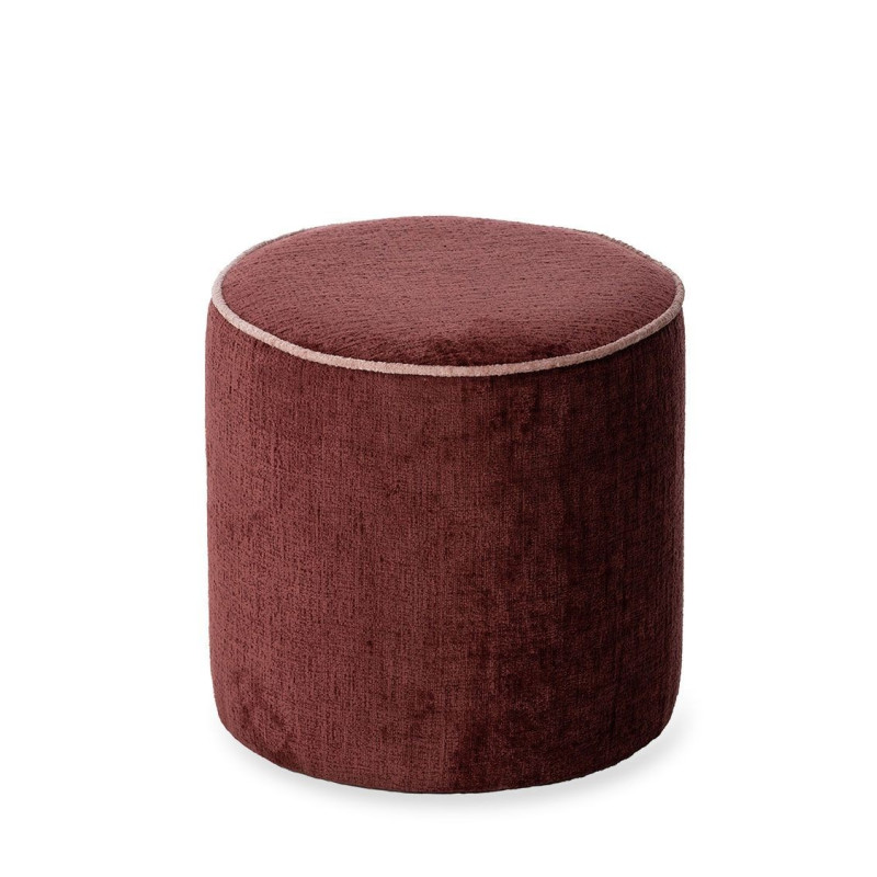 Burgundy pouf with pink border