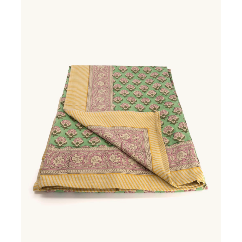 Tablecloth or bedspread - Green, pink and yellow