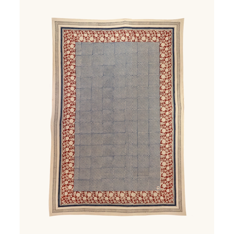Tablecloth or bedspread - Bordeaux and ecru