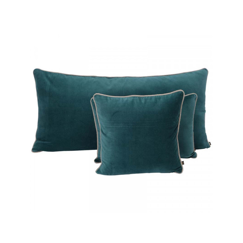 New Delhi cushion in velvet and linen stitching - Peacock