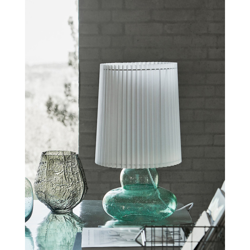 Glass lamp with pleated shade