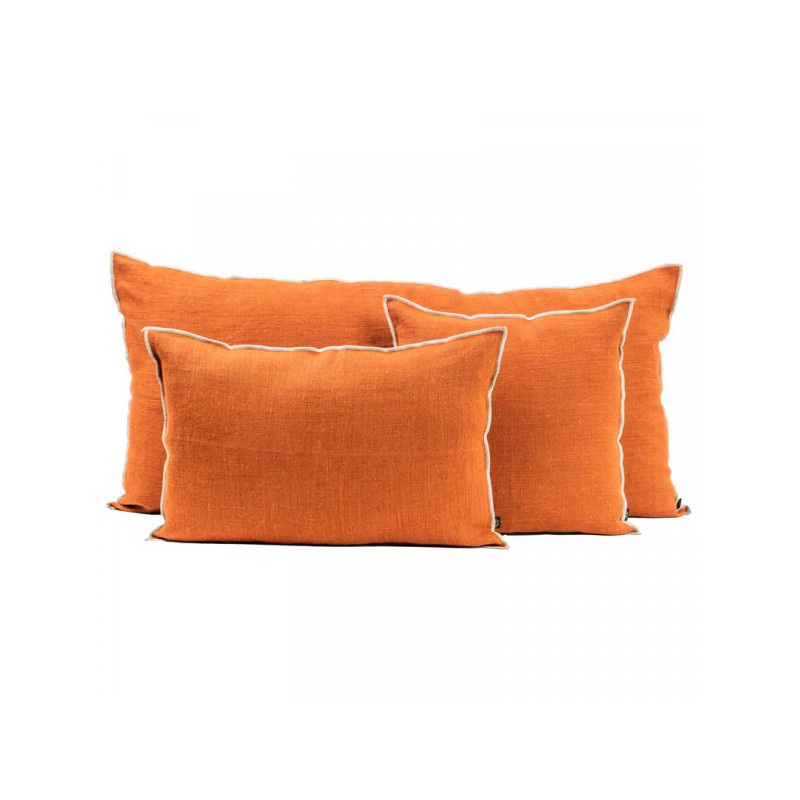 Linen cushion with linen stitching - Brick