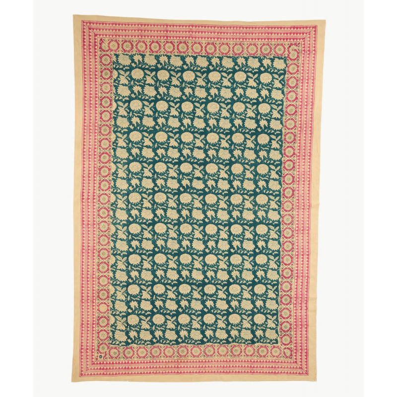Tablecloth or bedspread - Turquoise and fuchsia