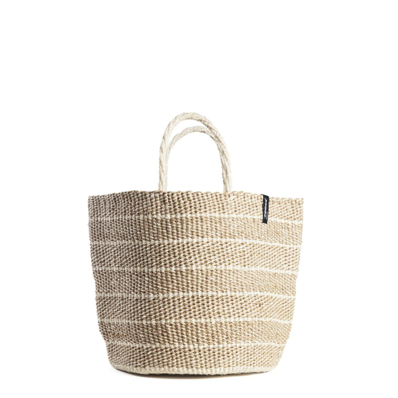 Tote Basket - Camel and white lines