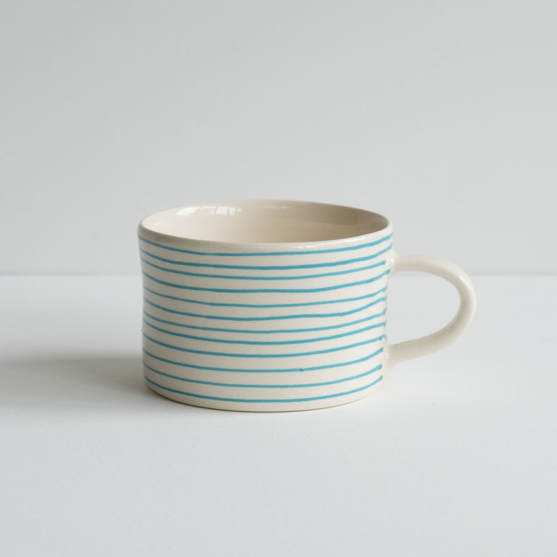Ceramic mug - turquoise stripes