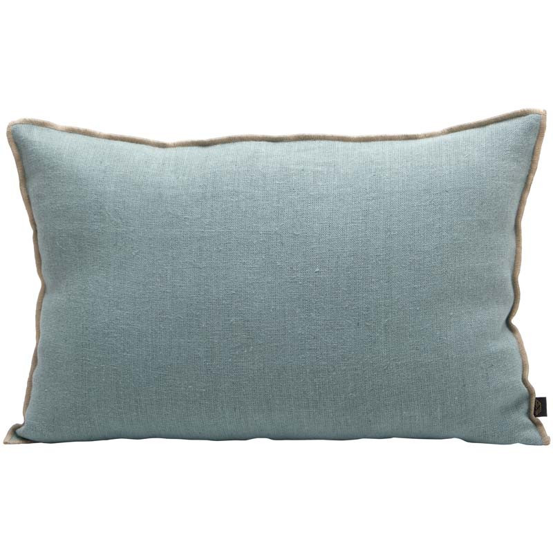 Linen cushion with linen stitching - White