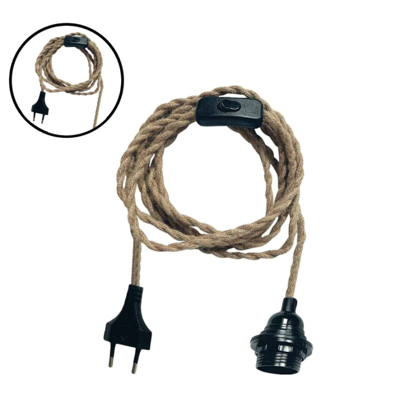 Suspension corde noire 300cm