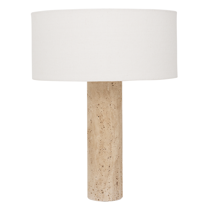 Lamp in cotton and travertine