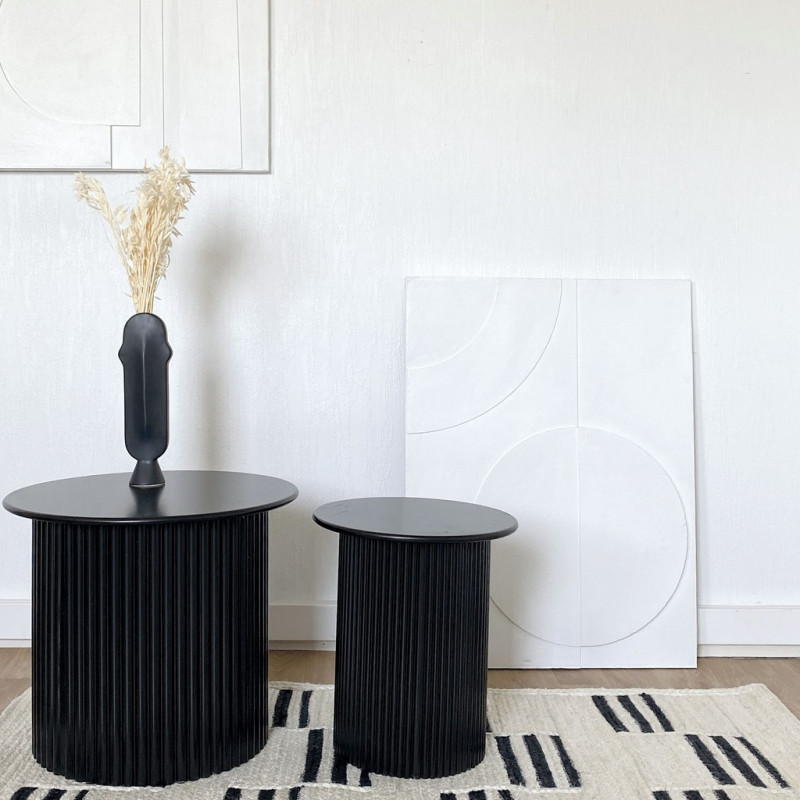 Duo of black coffee tables