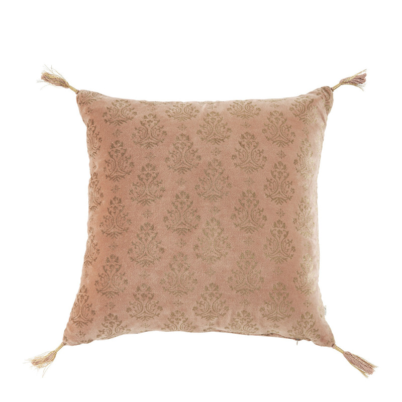 Aurore velvet cushion - Pink and gold