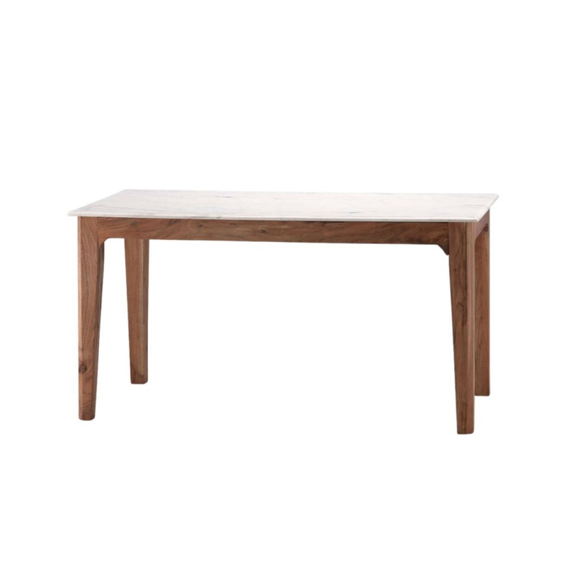 White marble and mango wood dining table