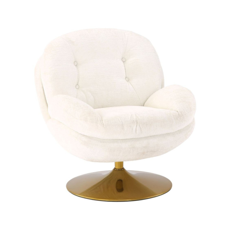 Velvet swivel armchair - White