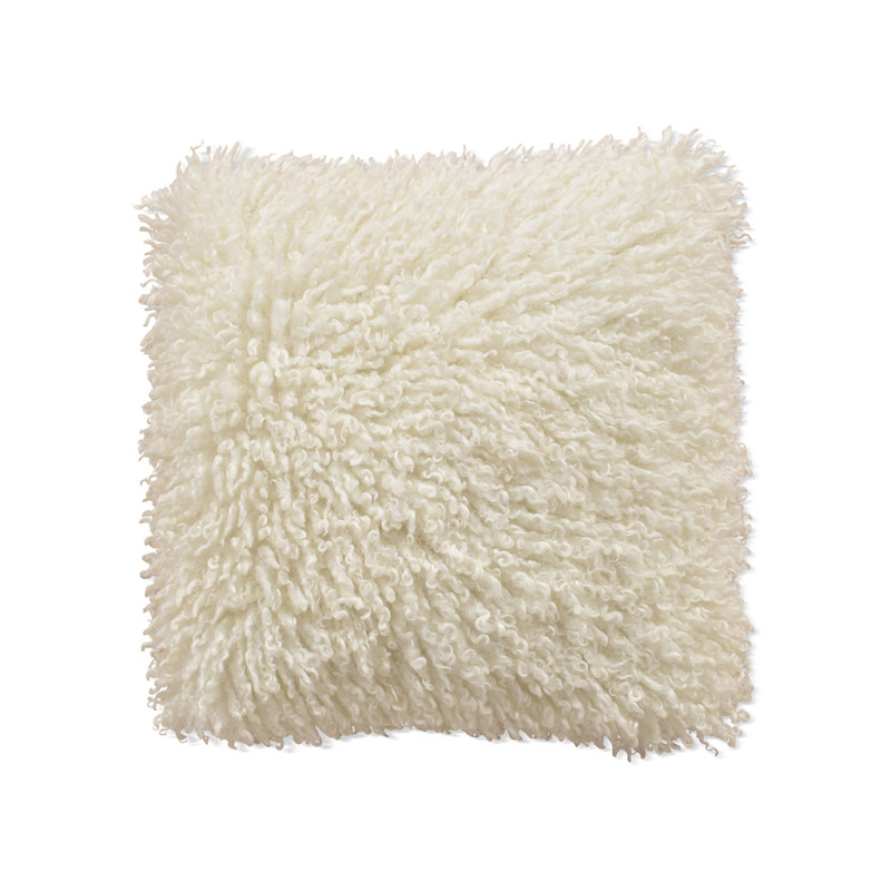 Curly faux fur cushion - White