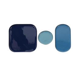 Trio of enamelled trays - Blue