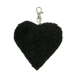 Fur heart keyring - Black