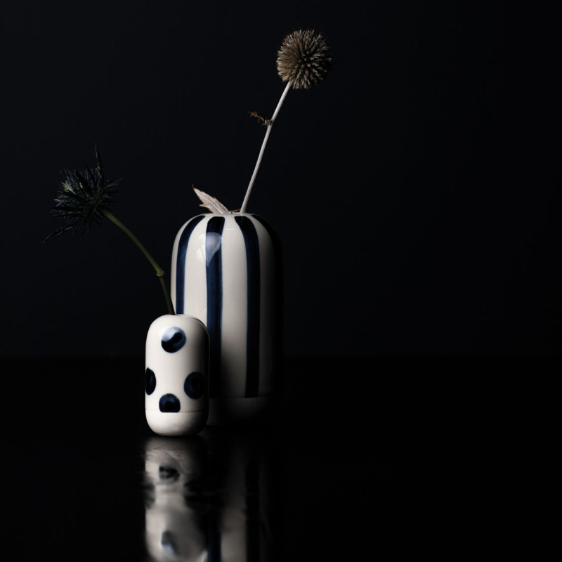 Vase en porcelaine - Blanc et bleu