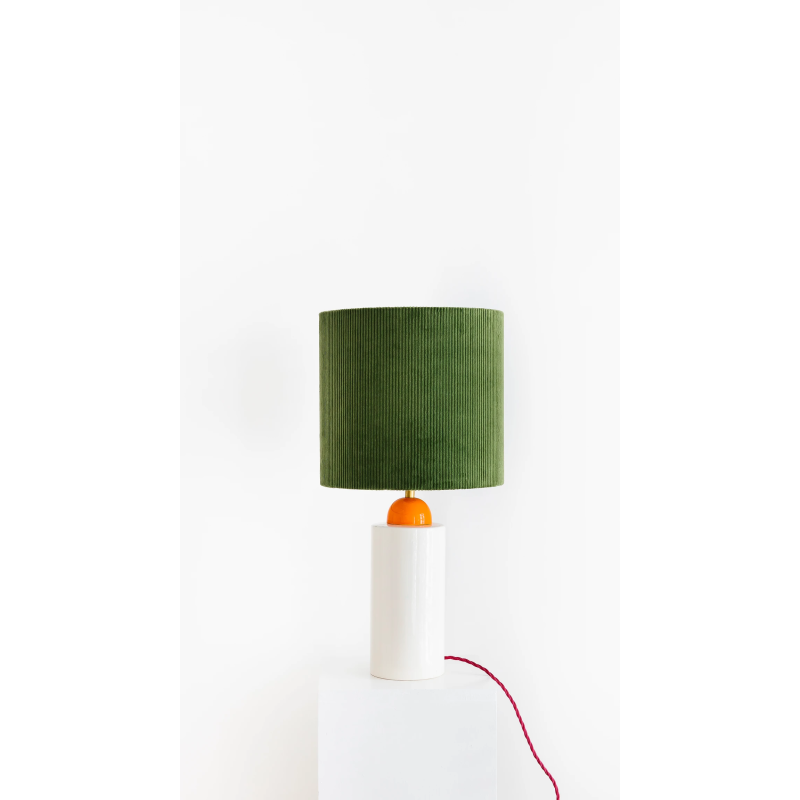 Lampe en céramique - Kaki,  orange et blanc