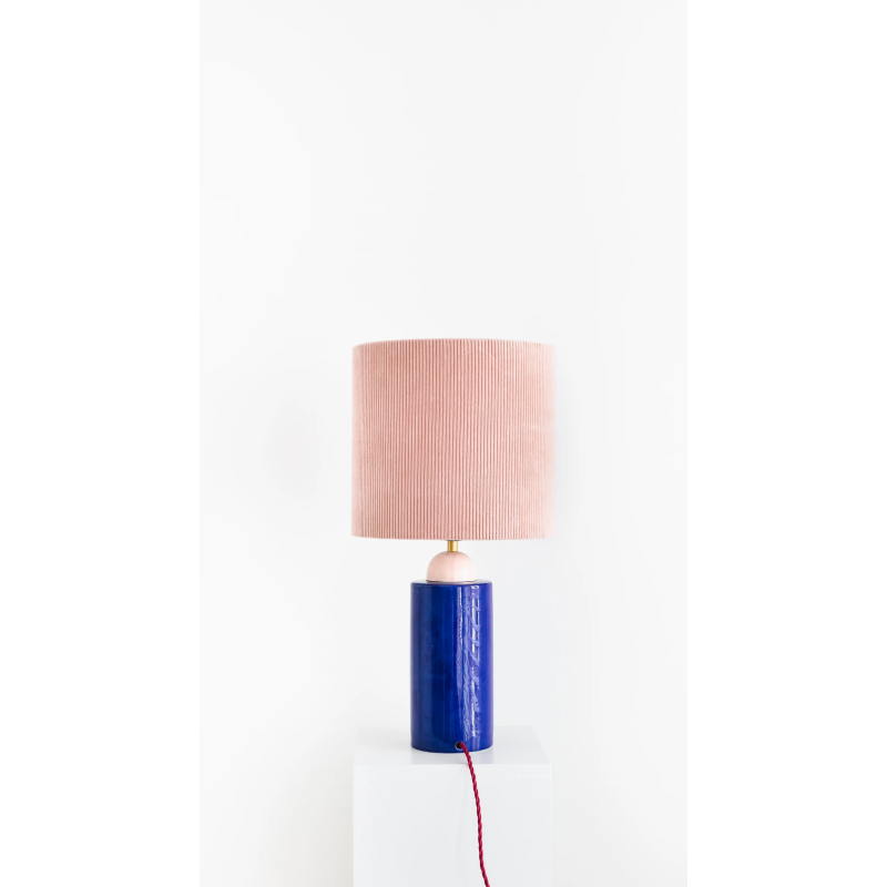 Glass and rope lamp - Majorelle blue and powder pink