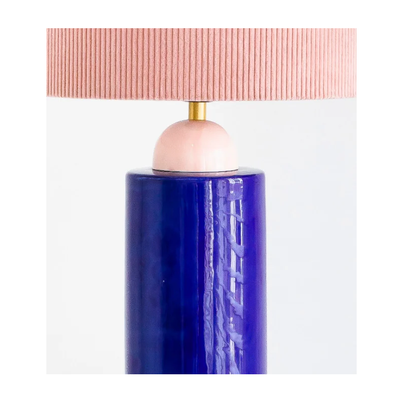 Lampe en céramique - Bleu majorelle et rose poudré