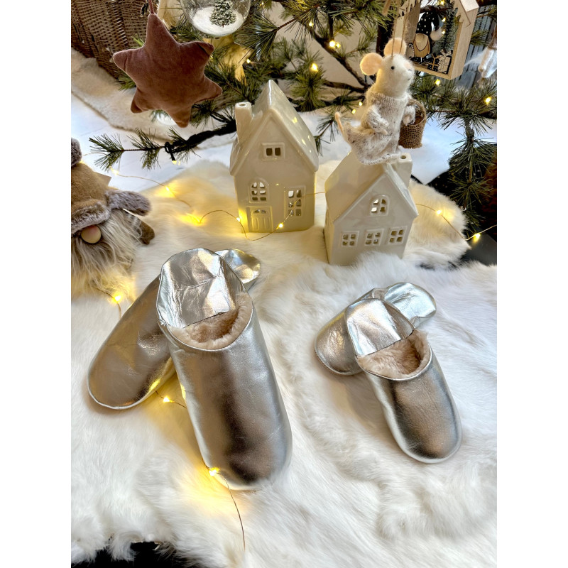 Silver metallic slippers from 26 to 42
