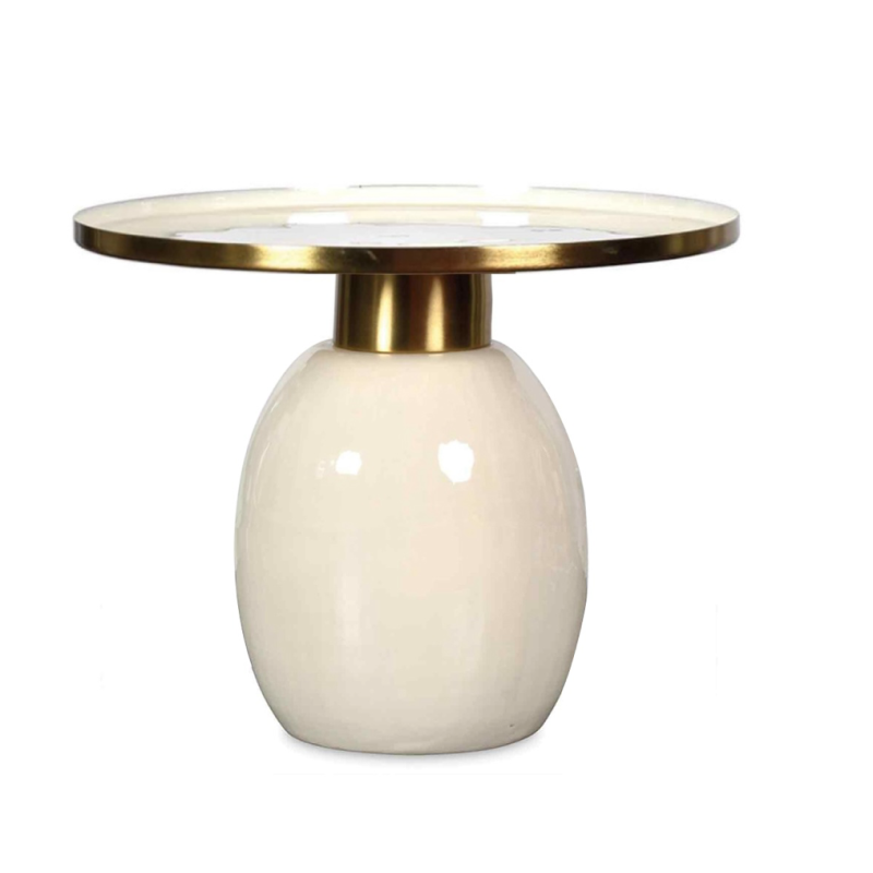 Ecru and brass side table