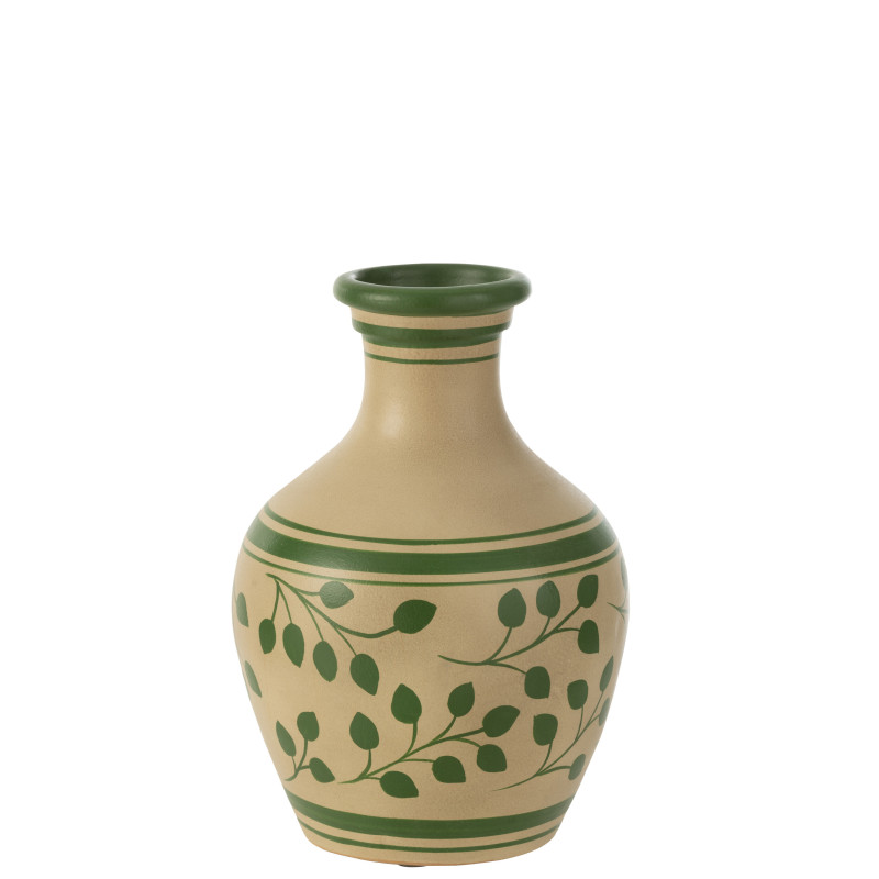 Vase en en terre cuite - Blanc et Vert