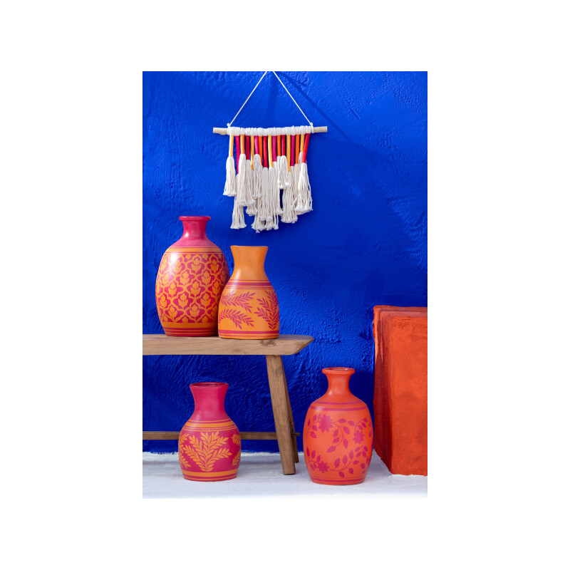 Terracotta vase - Pink and orange