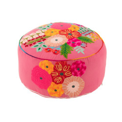 Embroidered pouf - Pink