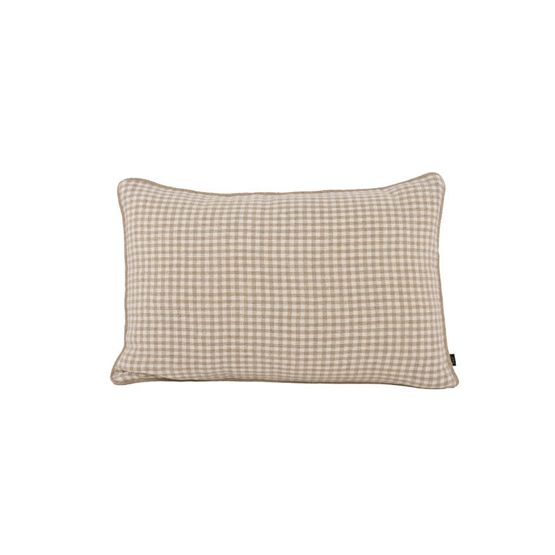 Piana gingham linen cushion - Natural