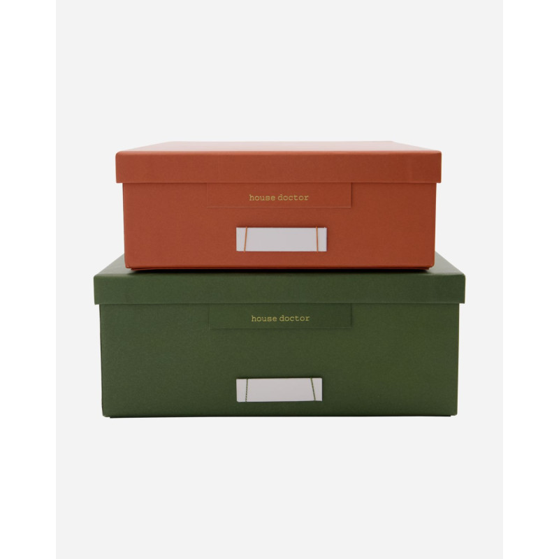 Duo de boîtes de rangement - Vert et orange