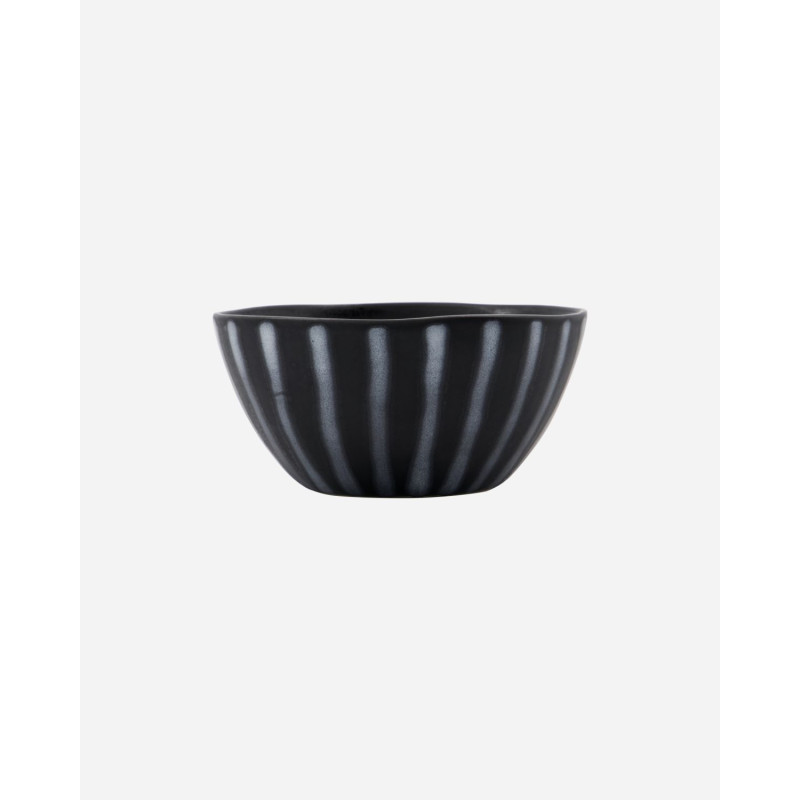Black bowls with white stripes, set of 4