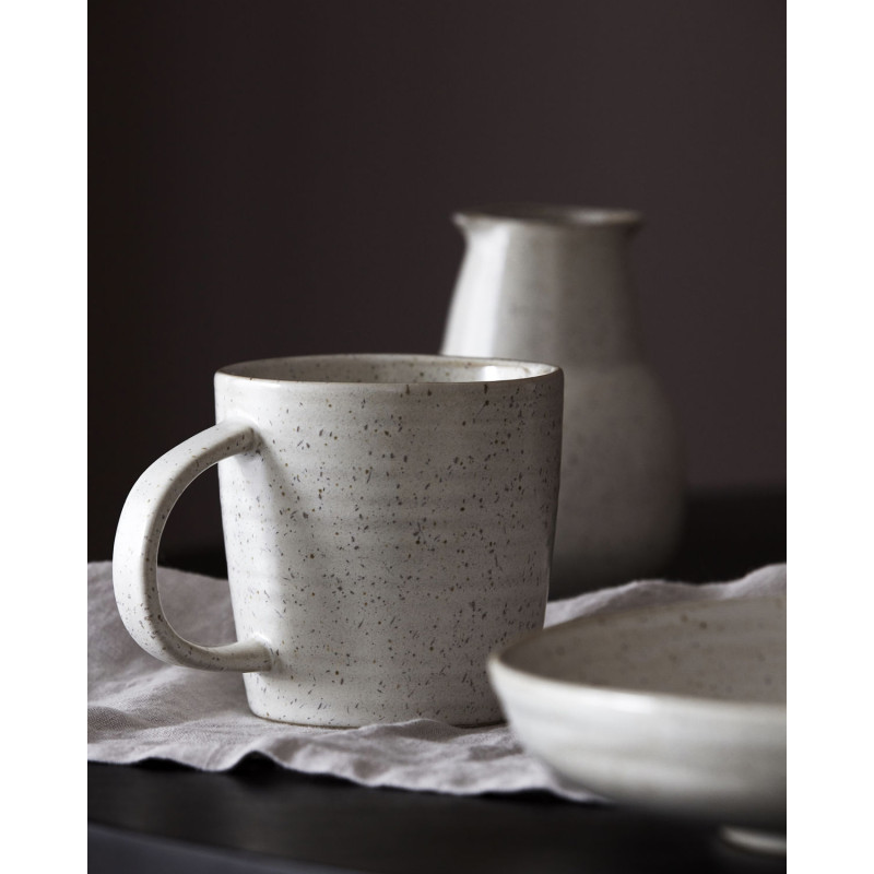 Stoneware mug - Grey white, set of 4