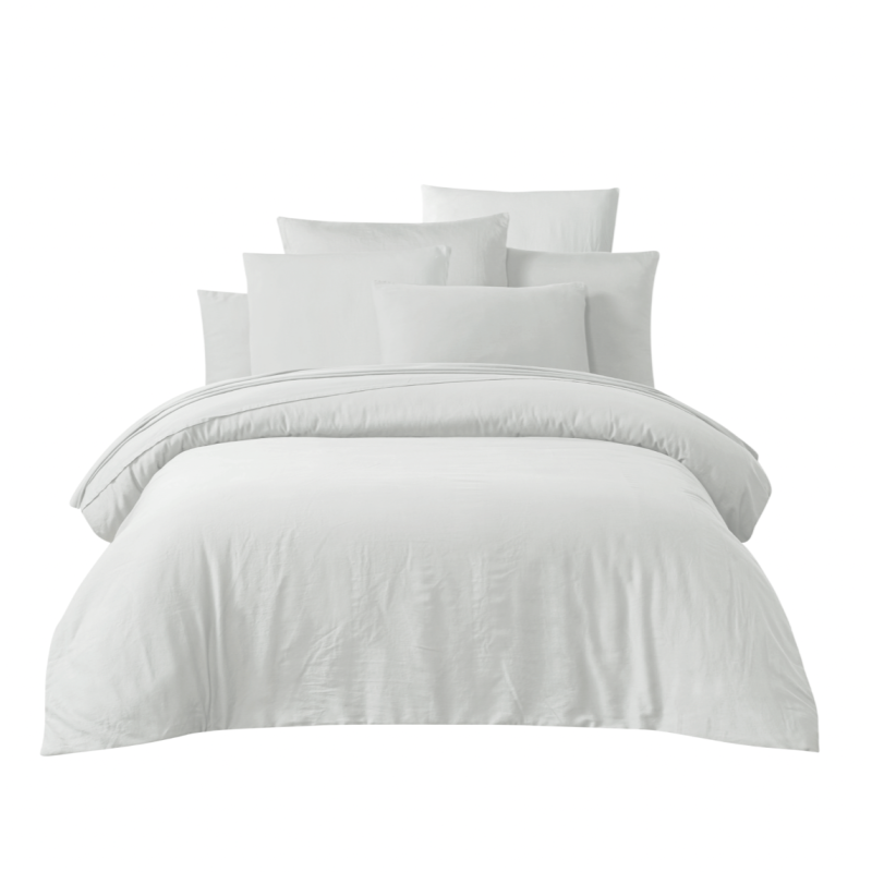 100% satin cotton bed linen set - White