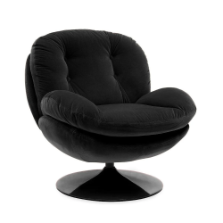 Velvet swivel armchair - Black