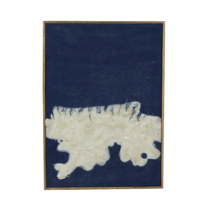 Tableau en laine - Bleu et blanc