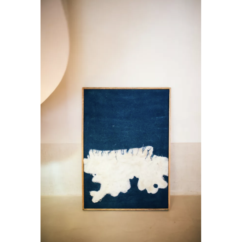 Wool painting - Blue and white