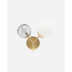 Glass and brass wall lamp