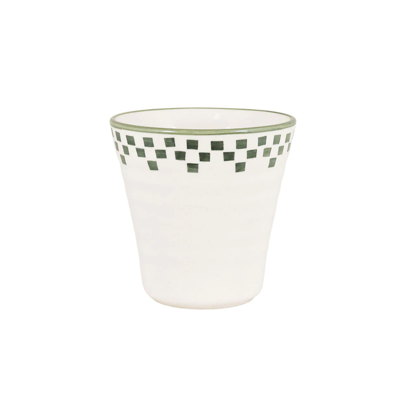 Stoneware coffee cup - White and green