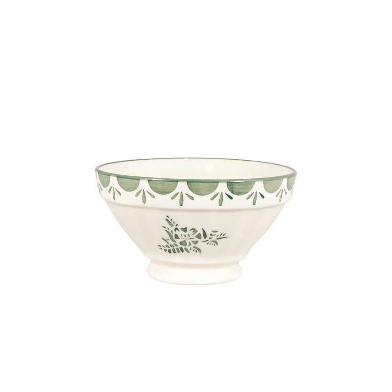 Stoneware bowl - Green flowers
