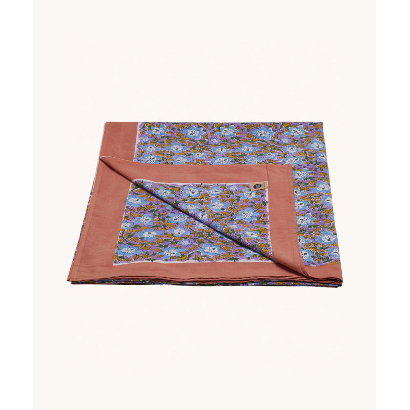 Tablecloth or bedspread - Violet, blue and terracotta