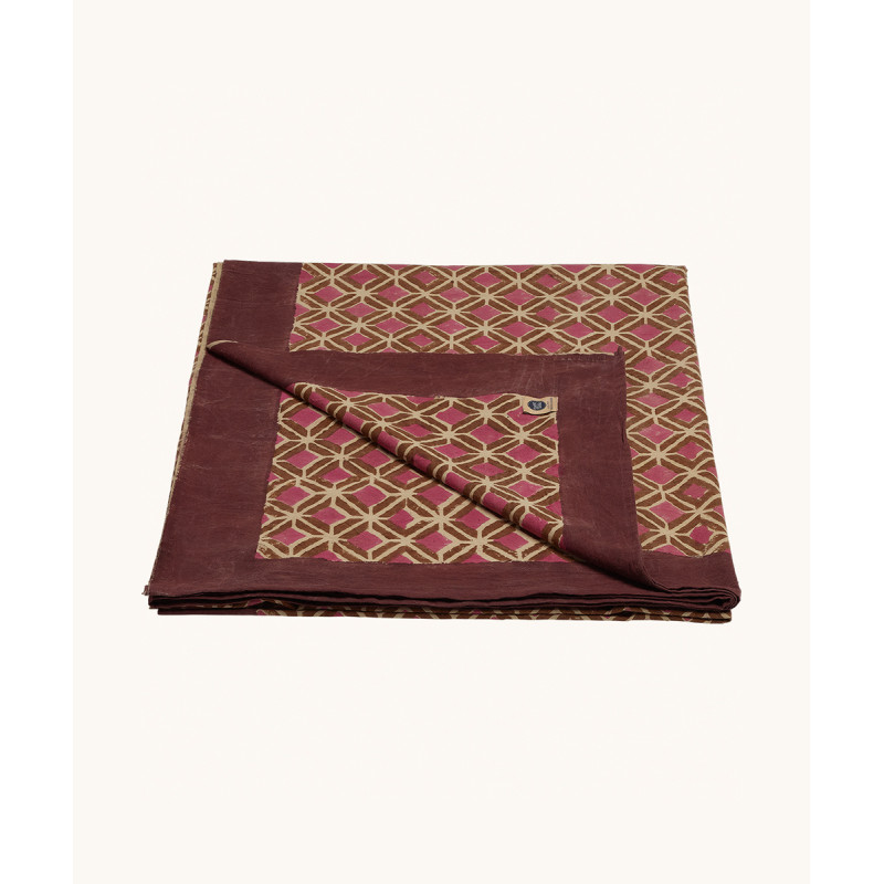 Tablecloth or bedspread - Raspberry, beige and burgundy